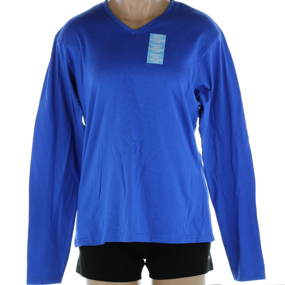 A4 SunBlock Blue LS Performance T-Shirt NWT